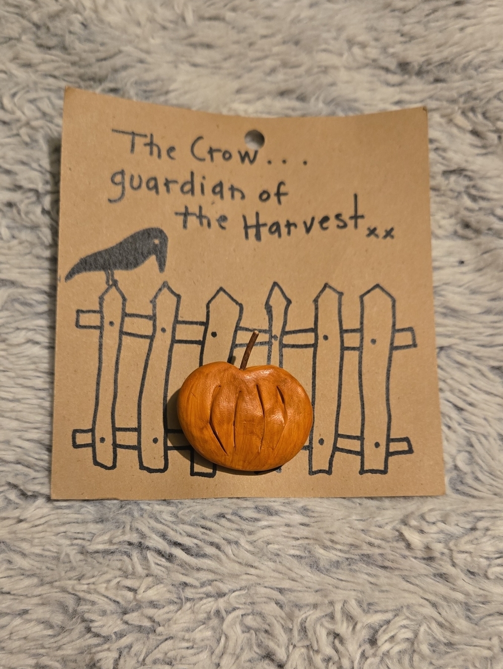 New Handcrafted Orange Pumpkin Pin - Fall Harvest Brooch